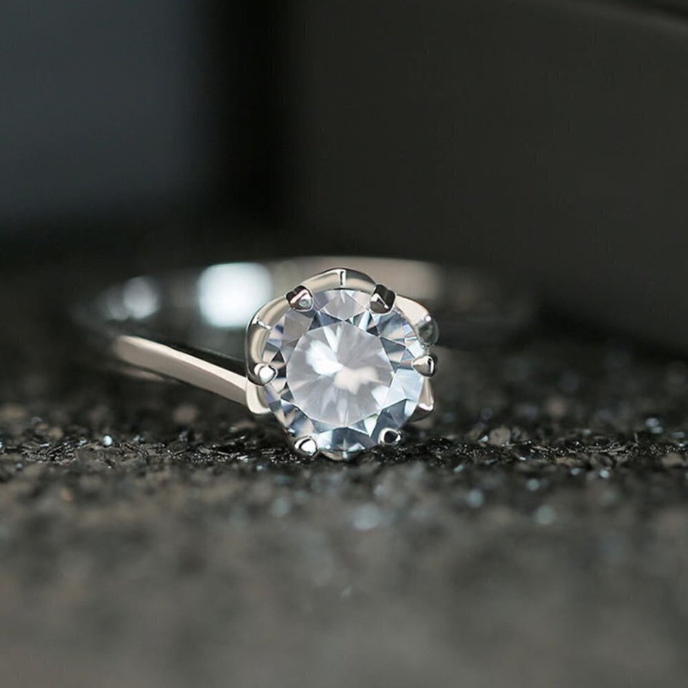 Dainty Gemstone CZ Elegant Silver Engagement Rings for Women, INDN8104
